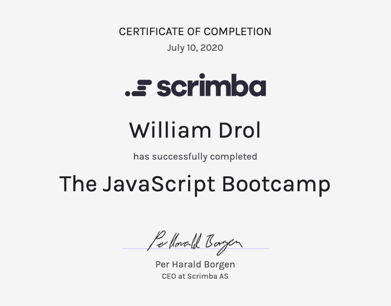 2020 Javascript Certification