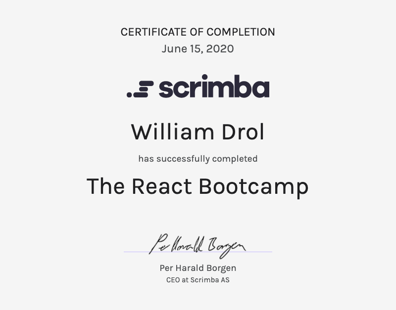 2020 React Certification