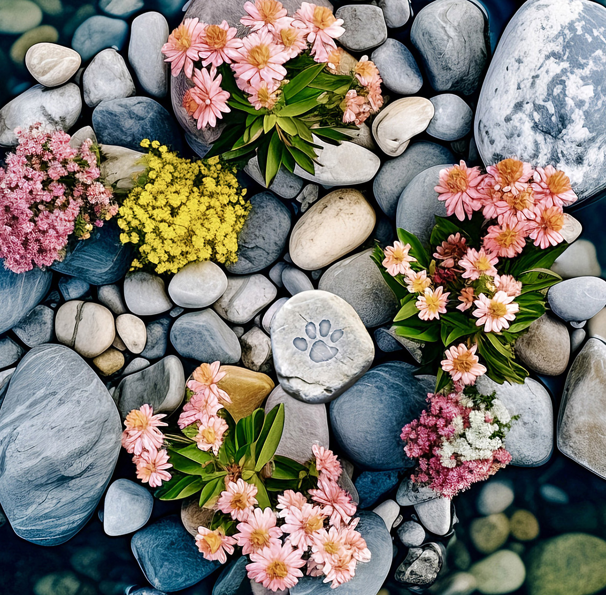 Paw print stone